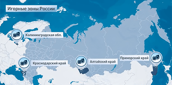 игорные зоны россии на карте