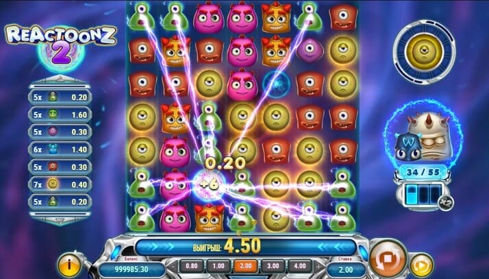 Игровой автомат Reactoonz 2